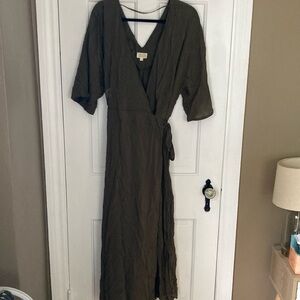 Field Day made in Oakland green wrap dress